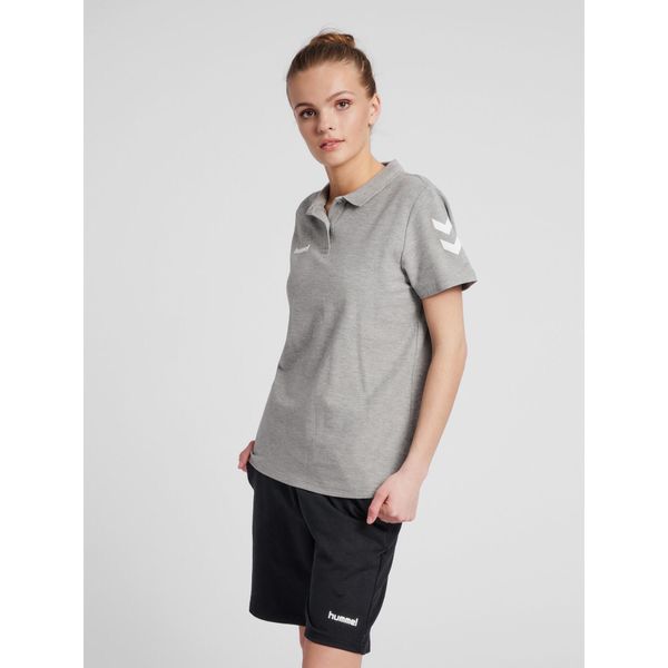Koszulka tenisowa polo damska Hummel Go Cotton Polo Woman. Szare bluzki Hummel, l, bez wzorów, sportowe, bez kołnierzyka, bez ramiączek. Za 137,50 zł.