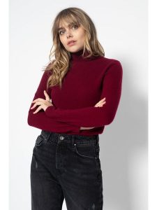 Perfect Cashmere Kaszmirowy golf "Ashley" w kolorze bordowym rozmiar: XL. Czerwone golfy Perfect Cashmere, bez wzorów, z kaszmiru. Za 414,45 zł.