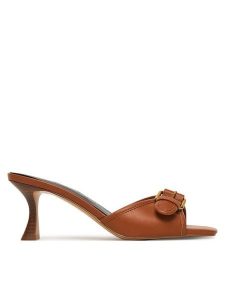 Guess Klapki FLJDI3 ELE03 Brązowy. Brązowe klapki Guess, z aplikacjami, ze skóry, bez obcasa. Za 408,99 zł.