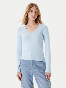 United Colors Of Benetton Sweter 1091D4625 Błękitny Slim Fit. Niebieskie swetry klasyczne United Colors of Benetton, l, z bawełny, bez kołnierzyka. Za 129,99 zł.