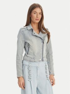 Morgan Kurtka jeansowa 241-VAMMY Błękitny Regular Fit. Niebieskie kurtki Morgan, bez wzorów, z bawełny, bez kaptura. Za 359,99 zł.