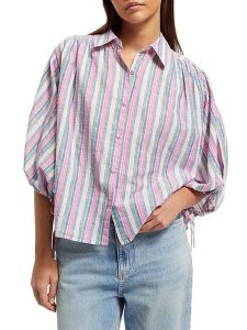 Scotch & Soda Bluzka w kolorze jasnoróżowo-niebieskim rozmiar: 42. Różowe bluzki Scotch & Soda, bez wzorów, bez kołnierzyka, bez ramiączek. Za 140,53 zł.
