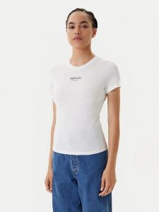 Tommy Jeans T-Shirt Essential DW0DW20913 Biały Slim Fit. Białe t-shirty Tommy Jeans, xs, bez wzorów, z bawełny, bez kołnierzyka, bez ramiączek. Za 79,99 zł.