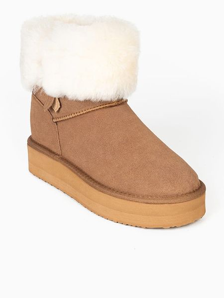 Gooce Skórzane botki zimowe "Whitney" w kolorze jasnobrązowym rozmiar: 40. Brązowe botki Gooce, na zimę, bez wzorów, ze skóry, bez obcasa, na platformie, bez zapięcia. Za 289,45 zł.