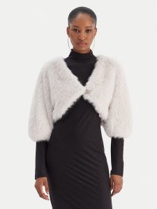 Rinascimento Futro CFC0020149002 Biały Regular Fit. Białe płaszcze Rinascimento, xl, bez wzorów, z futra, bez kaptura. Za 619,99 zł.