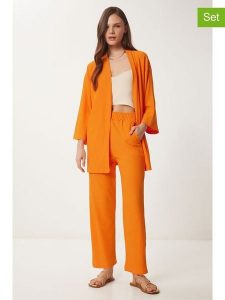 Happiness Istanbul 2-częściowy zestaw w kolorze pomarańczowym rozmiar: 40. Pomarańczowe kardigany Happiness Istanbul, bez wzorów, bez ramiączek. Za 78,99 zł.