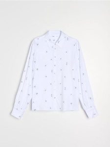 Koszula z wiskozy - biały. Białe koszule Sinsay, l, bez wzorów, z wiskozy, bez kołnierzyka, bez ramiączek. Za 39,99 zł.