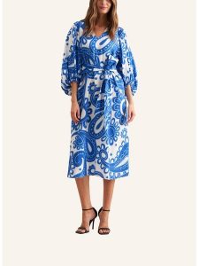 Seidensticker Sukienka w kolorze niebiesko-białym rozmiar: 38. Białe sukienki Seidensticker, bez wzorów, z bawełny, bez kołnierzyka, bez ramiączek, maxi. Za 297,05 zł.