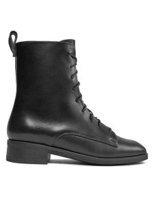 Balagan Trzewiki Tzava Czarny. Czarne botki Balagan, bez wzorów, z lakierowanej skóry, bez obcasa, na płaskiej podeszwie, bez zapięcia. Za 539,99 zł.