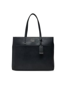 Calvin Klein Torebka Ck Must Medium Shopper W/Pocket K60K613019 Czarny. Czarne shopper bag Calvin Klein, bez wzorów, ze skóry, bez dodatków. Za 349,99 zł.