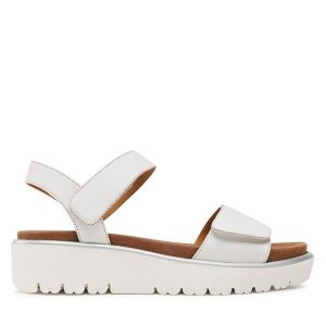 Sandały Ara. Białe sandały Ara, bez wzorów, bez obcasa, na koturnie, bez zapięcia. Za 399,99 zł.