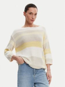 Olsen Sweter 11004051 Beżowy Regular Fit. Brązowe swetry klasyczne Olsen, z bawełny, bez kołnierzyka. Za 289,99 zł.