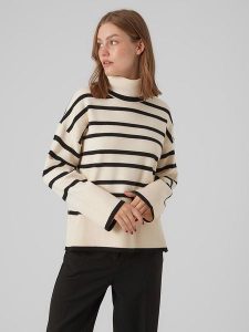 Vero Moda Golf w kolorze czarno-kremowym rozmiar: XS. Czarne golfy Vero Moda, bez wzorów, z włókna. Za 61,46 zł.