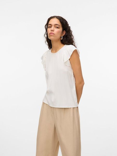 Vero Moda Koszulka w kolorze białym rozmiar: L. Białe bluzki Vero Moda, l, bez wzorów, z wiskozy, klasyczne, bez kołnierzyka, bez ramiączek. Za 56,66 zł.