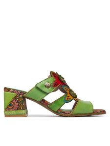 Laura Vita Klapki Jacqueso 09 Zielony. Zielone klapki LAURA VITA, bez wzorów, ze skóry, bez obcasa. Za 389,99 zł.