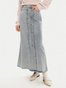 Munthe Spódnica jeansowa Saima 244121424405 Niebieski Regular Fit. Niebieskie spódnice Munthe, bez wzorów, z bawełny. Za 479,99 zł.