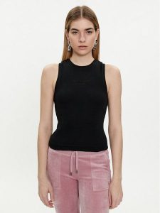 Juicy Couture Top Beckham JCBLV223811 Czarny Slim Fit. Czarne topy Juicy Couture, s, bez wzorów, z bawełny, bez kołnierzyka, bez ramiączek. Za 179,99 zł.