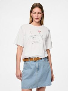 Pieces Koszulka "Signe" w kolorze białym rozmiar: XS. Białe bluzki Pieces, xs, bez wzorów, z bawełny, bez kołnierzyka, bez ramiączek. Za 48,28 zł.
