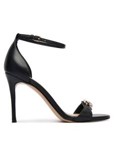 Guess Sandały FLJKAB LEA03 Czarny. Czarne sandały Guess, z aplikacjami, ze skóry, bez obcasa, na szpilce, bez zapięcia. Za 579,99 zł.