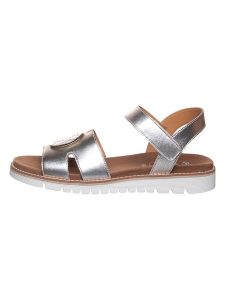 Ara Shoes Skórzane sandały w kolorze srebrnym rozmiar: 36. Szare sandały Ara Shoes, bez wzorów, z otwartym noskiem, bez obcasa, bez zapięcia. Za 183,03 zł.