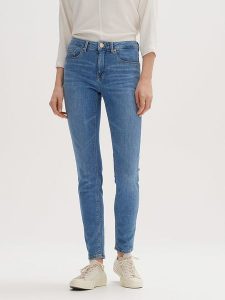 OPUS Dżinsy "Elma" - Slim fit - w kolorze niebieskim rozmiar: 42/L32. Niebieskie jeansy Opus, z aplikacjami, z podwyższonym stanem. Za 206,42 zł.