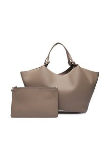 DKNY Torebka R42BAE48 Beżowy. Brązowe shopper bag DKNY, bez wzorów, ze skóry, bez dodatków. Za 739,99 zł.