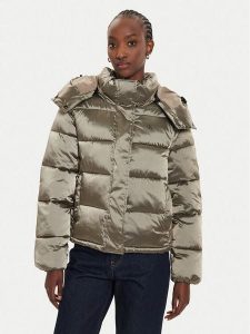 Calvin Klein Jeans Kurtka zimowa Shiny Monologo J20J224616 Szary Regular Fit. Szare kurtki Calvin Klein Jeans, na zimę, l, bez wzorów, z jeansu, bez kaptura. Za 589,99 zł.