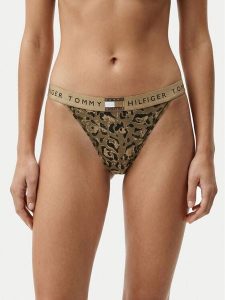 Tommy Hilfiger Stringi UW0UW06499 Beżowy. Brązowe stringi TOMMY HILFIGER, bez wzorów, z bawełny. Za 99,99 zł.