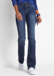 Jeansy ze stretchem o kroju bootcut, mid waist. Niebieskie jeansy bonprix, bez wzorów, z jeansu. Za 139,99 zł.