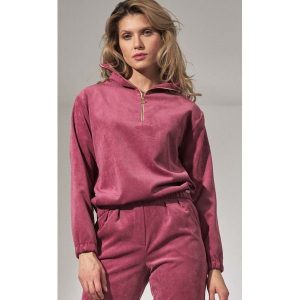 Sztruksowa Bluza na Stójce - Różowa. Czerwone bluzy Figl, l, bez wzorów, z elastanu, bez kaptura. Za 229,00 zł.