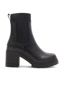 DeeZee Botki PEGGY WS2022-01 Czarny. Czarne botki DeeZee, bez wzorów, z syntetyku, bez obcasa, na słupku, bez zapięcia. Za 89,99 zł.