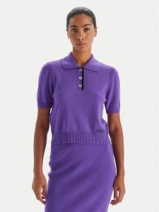 PINKO Sweter Gorgona 105450 A2Q9 Fioletowy Regular Fit. Fioletowe swetry klasyczne Pinko, l, z wełny, bez kołnierzyka. Za 589,99 zł.