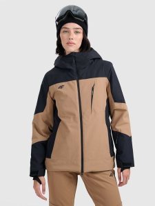 4F Kurtka narciarska membrana 8000 damska - brązowa XXL. Brązowe kurtki 4f, na zimę, m, bez wzorów, bez kaptura. Za 599,99 zł.