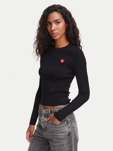 HUGO Sweter Sarpha 50554317 Czarny Slim Fit. Czarne swetry klasyczne Hugo, xs, z wiskozy, bez kołnierzyka. Za 594,99 zł.