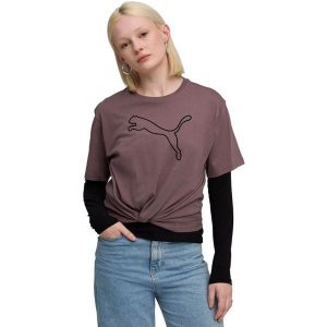 Koszulka damskie Puma Her Relaxed Graphic Tee Raisin. Fioletowe koszulki sportowe Puma, bez wzorów, z bawełny, bez ramiączek. Za 190,00 zł.