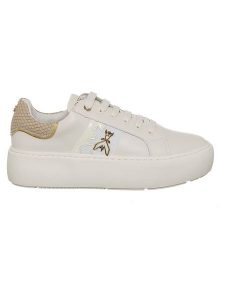 Patrizia Pepe Skórzane sneakersy w kolorze kremowym rozmiar: 41. Brązowe trampki Patrizia Pepe, bez wzorów, bez zapięcia. Za 395,31 zł.