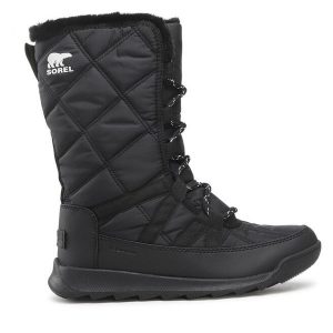 Śniegowce Sorel. Czarne buty zimowe Sorel, bez obcasa, bez zapięcia. Za 699,99 zł.