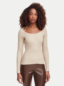 Guess Sweter W6YR22 Z0966 Beżowy Slim Fit. Brązowe swetry klasyczne Guess, xl, z wiskozy, bez kołnierzyka. Za 394,99 zł.