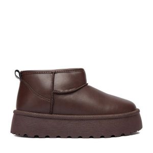 Śniegowce JENNY. Brązowe buty zimowe Jenny, bez obcasa, bez zapięcia. Za 129,99 zł.