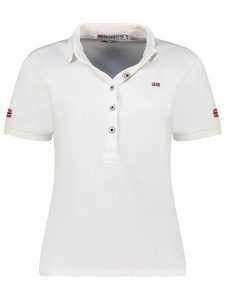 Geographical Norway Koszulka polo "Kars" w kolorze białym rozmiar: XXL. Białe bluzki Geographical Norway, xxl, bez wzorów, z bawełny, bez kołnierzyka, bez ramiączek. Za 87,81 zł.