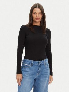 Guess Jeans Bluzka W4YI22 J1314 Czarny Regular Fit. Czarne bluzki Guess Jeans, m, z aplikacjami, z bawełny, bez kołnierzyka, bez ramiączek. Za 139,99 zł.