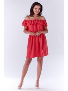 Awama Sukienka w kolorze różowym rozmiar: M. Czerwone sukienki Awama, m, bez wzorów, bez kołnierzyka, bez ramiączek, midi. Za 114,44 zł.