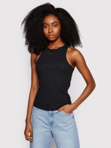 LEE RIBBED TANK DAMSKA BLUZKA NA RAMIĄCZKA BLACK L44QPJ0 112109957. Czarne bluzki Lee, l, bez wzorów, bez kołnierzyka, bez ramiączek. Za 99,99 zł.