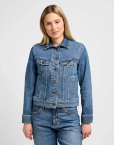 DAMSKA KURTKA LEE RIDER JACKET CLASSIC INDIGO 112341297. Niebieskie kurtki Lee, s, bez wzorów, z jeansu, bez kaptura. Za 199,99 zł.