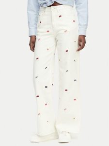 Tommy Jeans Jeansy Claire DW0DW23042 Kremowy Wide Leg. Białe jeansy Tommy Jeans, bez wzorów, z bawełny. Za 569,99 zł.