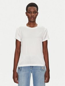 ViCOLO Bluzka TD0007 Biały Relaxed Fit. Białe bluzki ViCOLO, s, bez wzorów, z wiskozy, bez kołnierzyka, bez ramiączek. Za 109,99 zł.