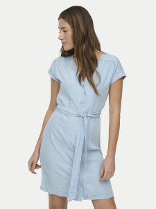 ONLY Sukienka jeansowa Charis 15363972 Niebieski jasny Regular Fit. Niebieskie kombinezony ONLY, l, bez wzorów, z jeansu, bez kołnierzyka, bez ramiączek. Za 169,99 zł.