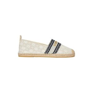 Espadryle z płótna z wstawką dla kobiet Superdry. Brązowe espadryle Superdry, bez wzorów, z koronki, bez obcasa. Za 273,55 zł.