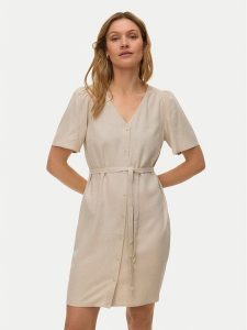 Vero Moda Sukienka letnia Mymilo 10340466 Beżowy Regular Fit. Brązowe kombinezony Vero Moda, na lato, l, bez wzorów, z wiskozy, bez kołnierzyka, bez ramiączek. Za 199,99 zł.