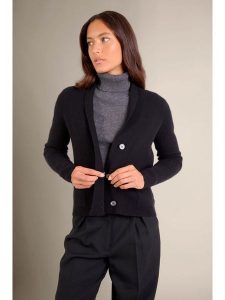 Perfect Cashmere Kaszmirowy kardigan "Mila" w kolorze czarnym rozmiar: M. Czarne kardigany Perfect Cashmere, z kaszmiru. Za 436,14 zł.